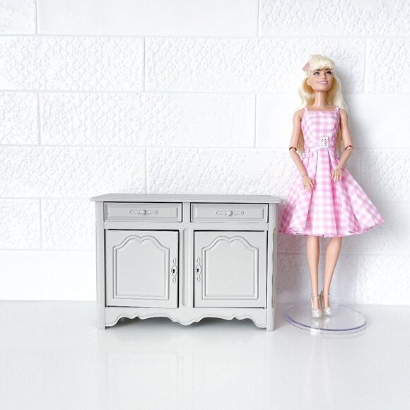 Barbie Miniature Dollhouse Off-White Cabinet Sideboard 1:6 Scale 3D Printed - Picture 1 of 4